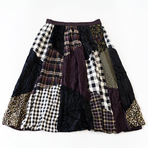 Vintage Patchwork Maxi Skirt OVERSIZED M Made in India Boho Folk Witchy Cottage - Picture 2 of 6